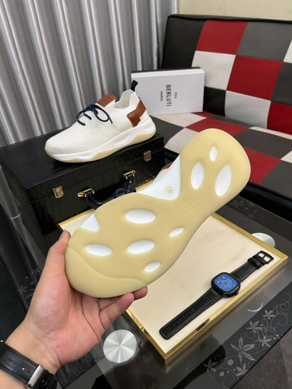 White Berluti Shadow Knit and Lagoon Calf Sneaker