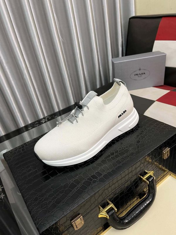 Prada White Prax Stretch Knit Sneakers