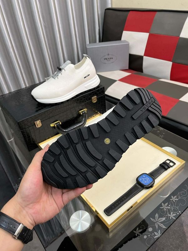 Prada White Prax Stretch Knit Sneakers
