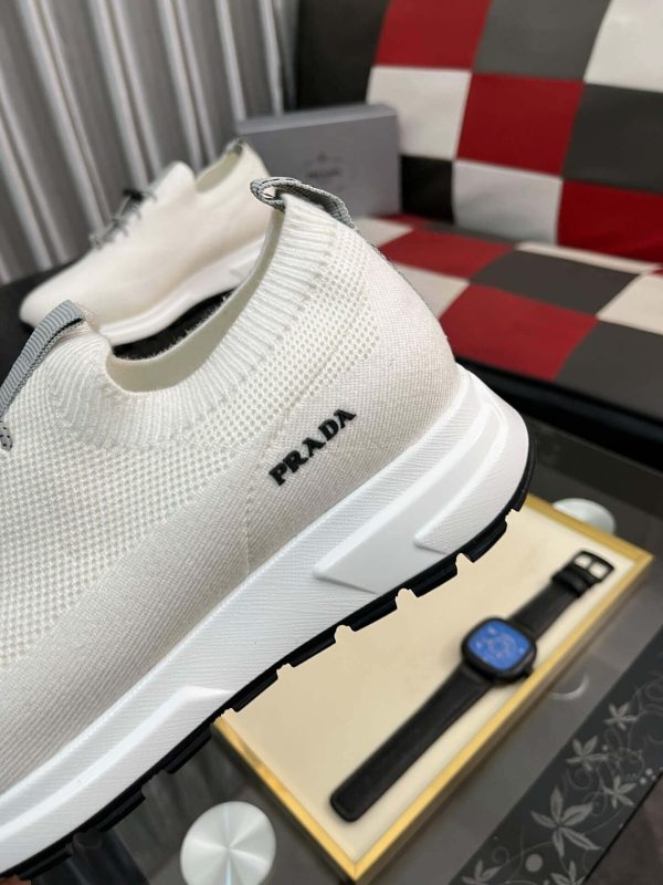 Prada White Prax Stretch Knit Sneakers