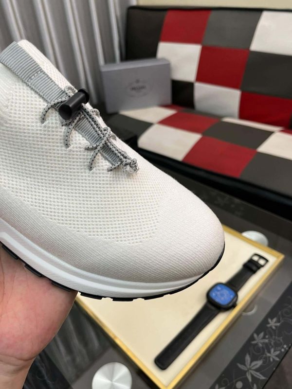 Prada White Prax Stretch Knit Sneakers