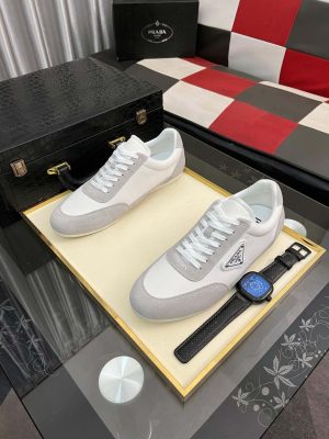 whitePradasneakerwithgreysuedeaccents_2 Prada Suede Fabric Sneaker in Grey/White