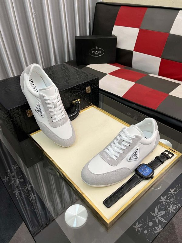 Prada Suede Fabric Sneaker in Grey/White