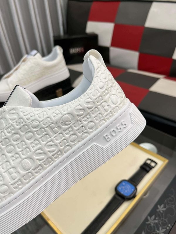 whiteleathersneakerwiththebrandnameBOSSembossedrepeatedlyontheside_4 BOSS Gary Italian Sneaker White