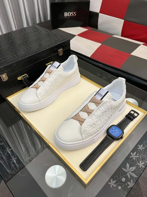 whiteleathersneakerwiththebrandnameBOSSembossedrepeatedlyontheside_8 BOSS Gary Italian Sneaker White