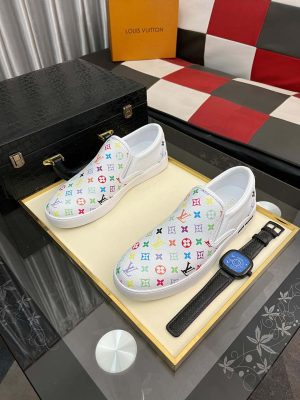LV X TM White Leather Slip-On Trainers
