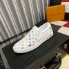 whiteslip-onsneakerfeaturingacolorfulLouisVuittonmonogrampattern_9 LV X TM White Leather Slip-On Trainers