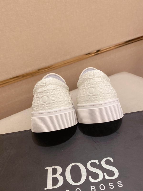 BOSS Leather Slip-On Shoes With Logo Vamp in White