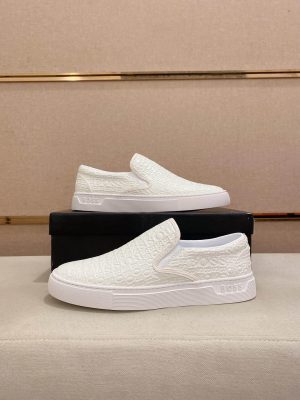BOSS Leather Slip-On Shoes With Logo Vamp in White