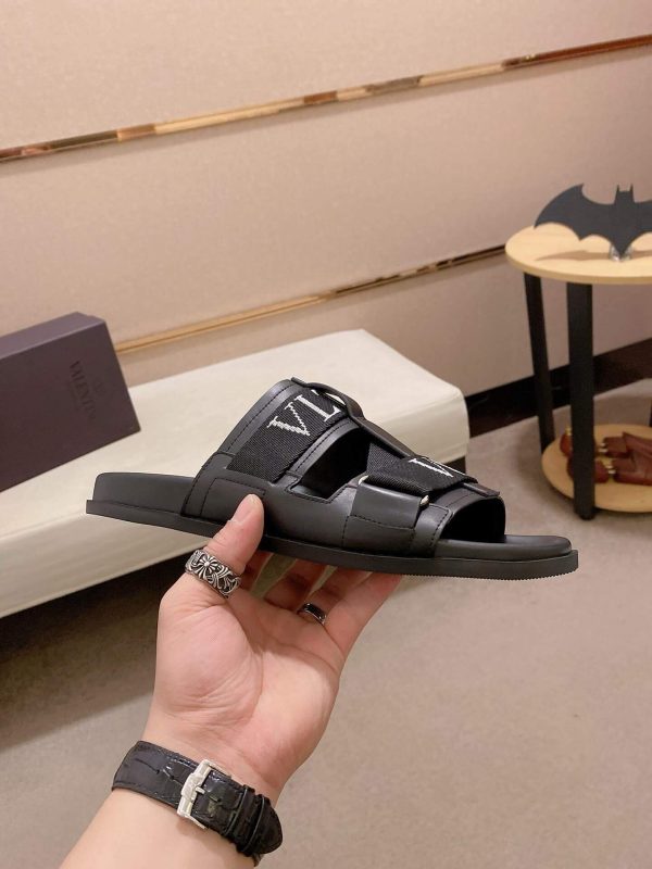 Valentino Garavani VLTN Leather Sandals in Black