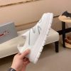 Prada White Techno Knit and Leather Sneakers