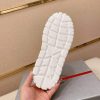 Prada White Techno Knit and Leather Sneakers