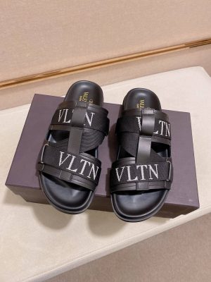 Valentino Garavani VLTN Leather Sandals in Black