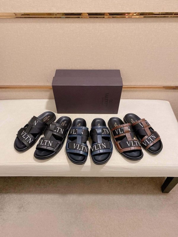 Valentino Garavani VLTN Leather Sandals in Black