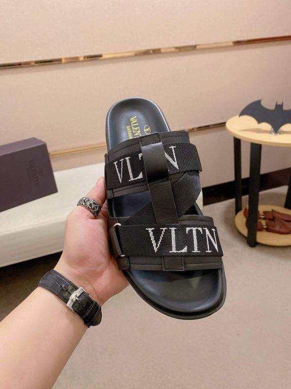 Valentino Garavani VLTN Leather Sandals in Black