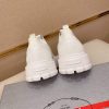 Prada White Techno Knit and Leather Sneakers