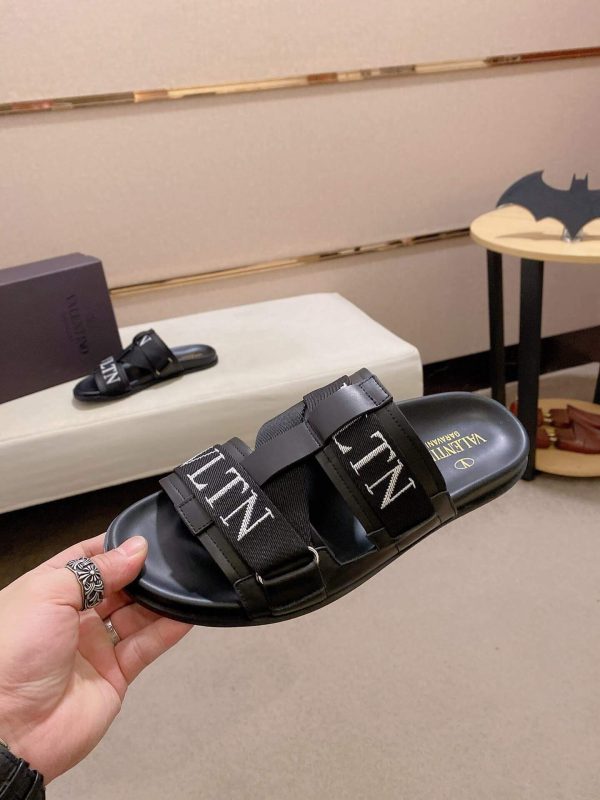 Valentino Garavani VLTN Leather Sandals in Black