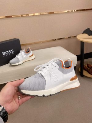 Boss Mixed Materials Trainers White and Grey