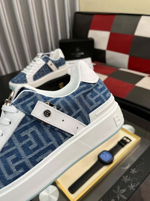 BalmainB-CourtSneakers_7 Balmain Blue Monogram Jacquard B-Court Sneakers