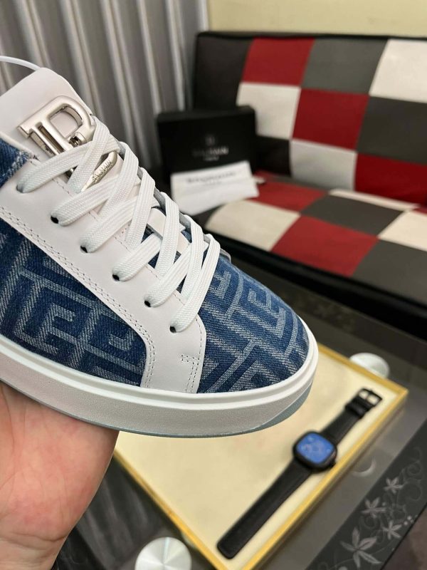 BalmainB-CourtSneakers_8 Balmain Blue Monogram Jacquard B-Court Sneakers