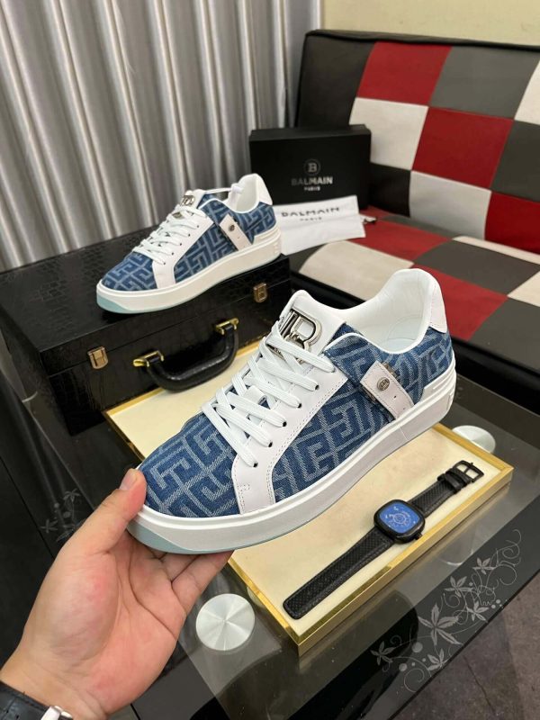 BalmainB-CourtSneakers_9 Balmain Blue Monogram Jacquard B-Court Sneakers