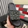 Balmainblackslideswithapatternedstrap_8 Balmain Monogram Jacquard Slides in Black