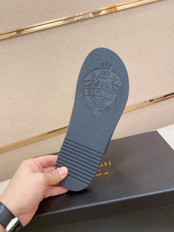 Berluti Sifnos Scritto Leather Sandal in Black