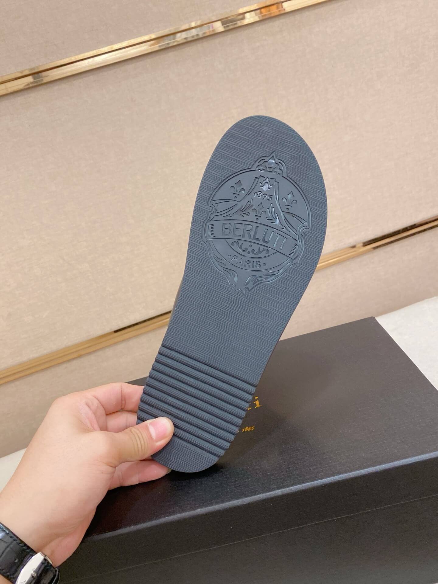 Berluti Sifnos Scritto Leather Sandal in Cacao Intenso 4 Berluti Sifnos Scritto Leather Sandal in Cacao Intenso - Image 4