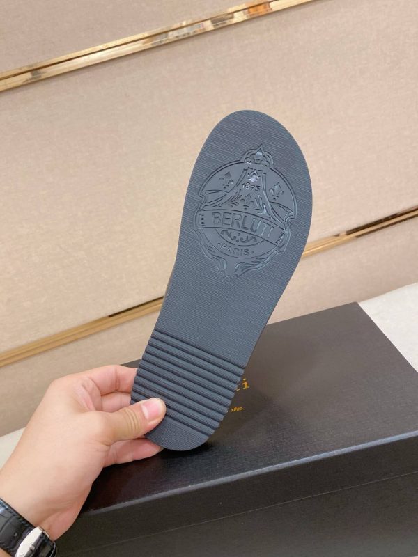 Berluti Sifnos Scritto Leather Sandal in Black