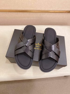 Berluti Sifnos Scritto Leather Sandal in Black