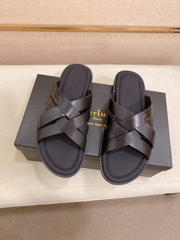 Berluti Sifnos Scritto Leather Sandal in Black