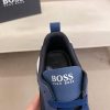 BOSS Men's Blue Low-Top Sneaker with Knitted Upper