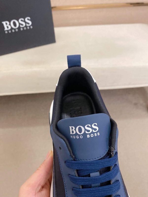 BOSS Men's Blue Low-Top Sneaker with Knitted Upper