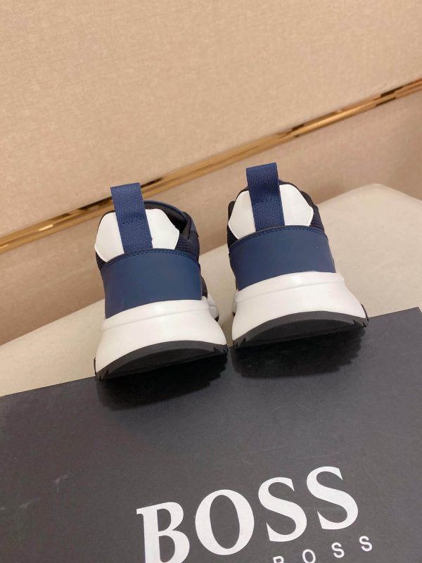 BOSS Men's Blue Low-Top Sneaker with Knitted Upper