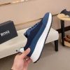 BOSS Men's Blue Low-Top Sneaker with Knitted Upper