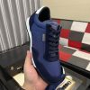 Boss Mixed-Material Lace-Up Blue Trainers with Suede Trims