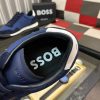 Boss Mixed-Material Lace-Up Blue Trainers with Suede Trims