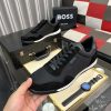 Boss Mixed-Material Lace-Up Black Trainers with Suede Trims