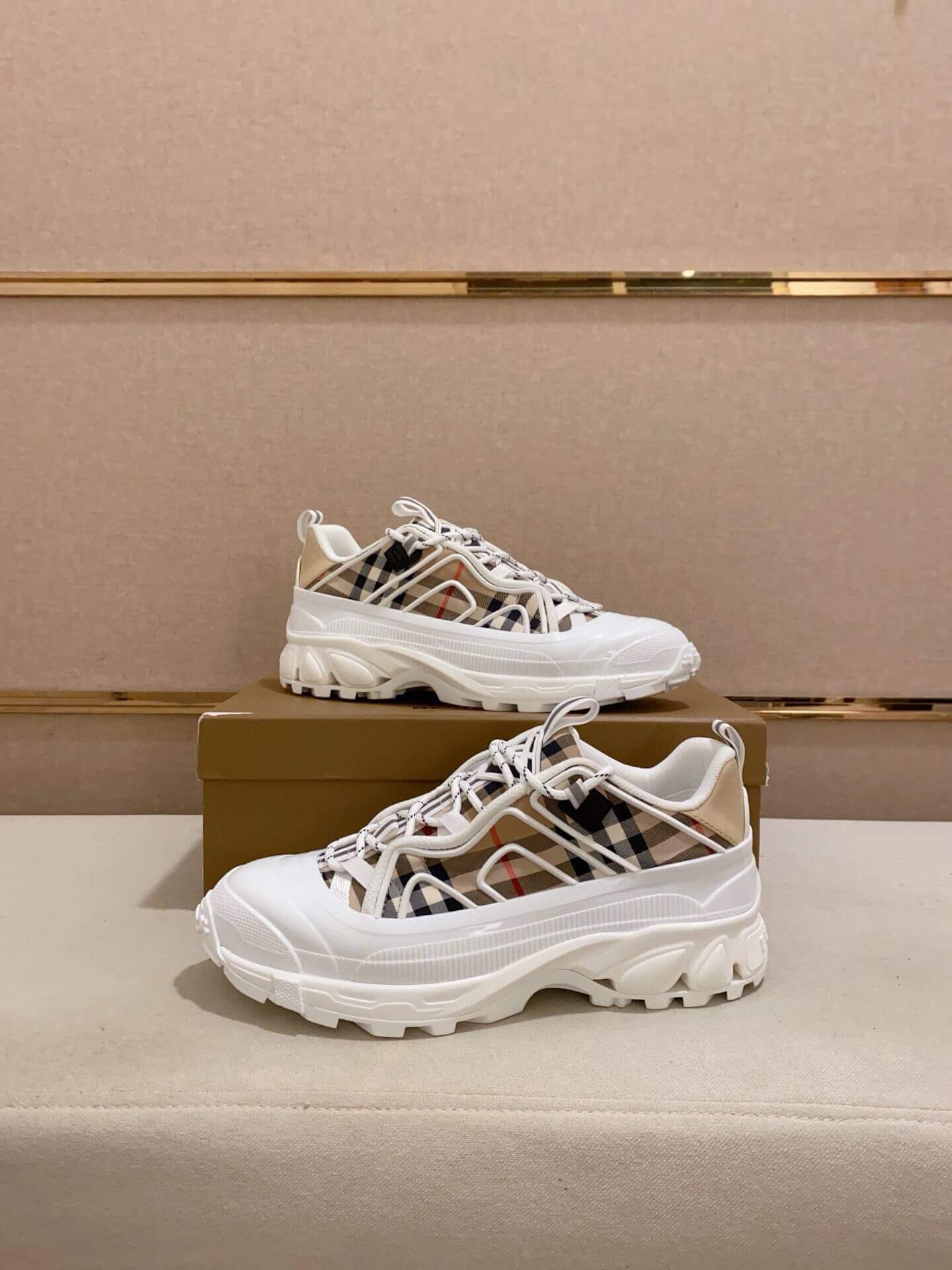 Burberry Arthur Archive Check Sneaker in White 1 Burberry Arthur Archive Check Sneaker in White