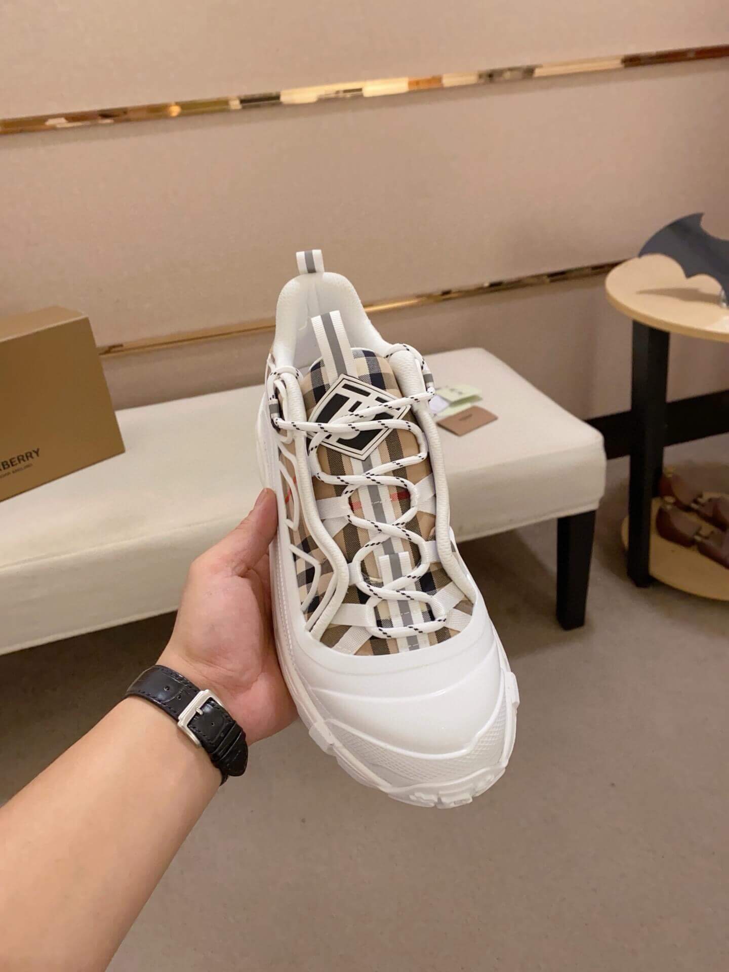 Burberry Arthur Archive Check Sneaker in White 8 Burberry Arthur Archive Check Sneaker in White - Image 8