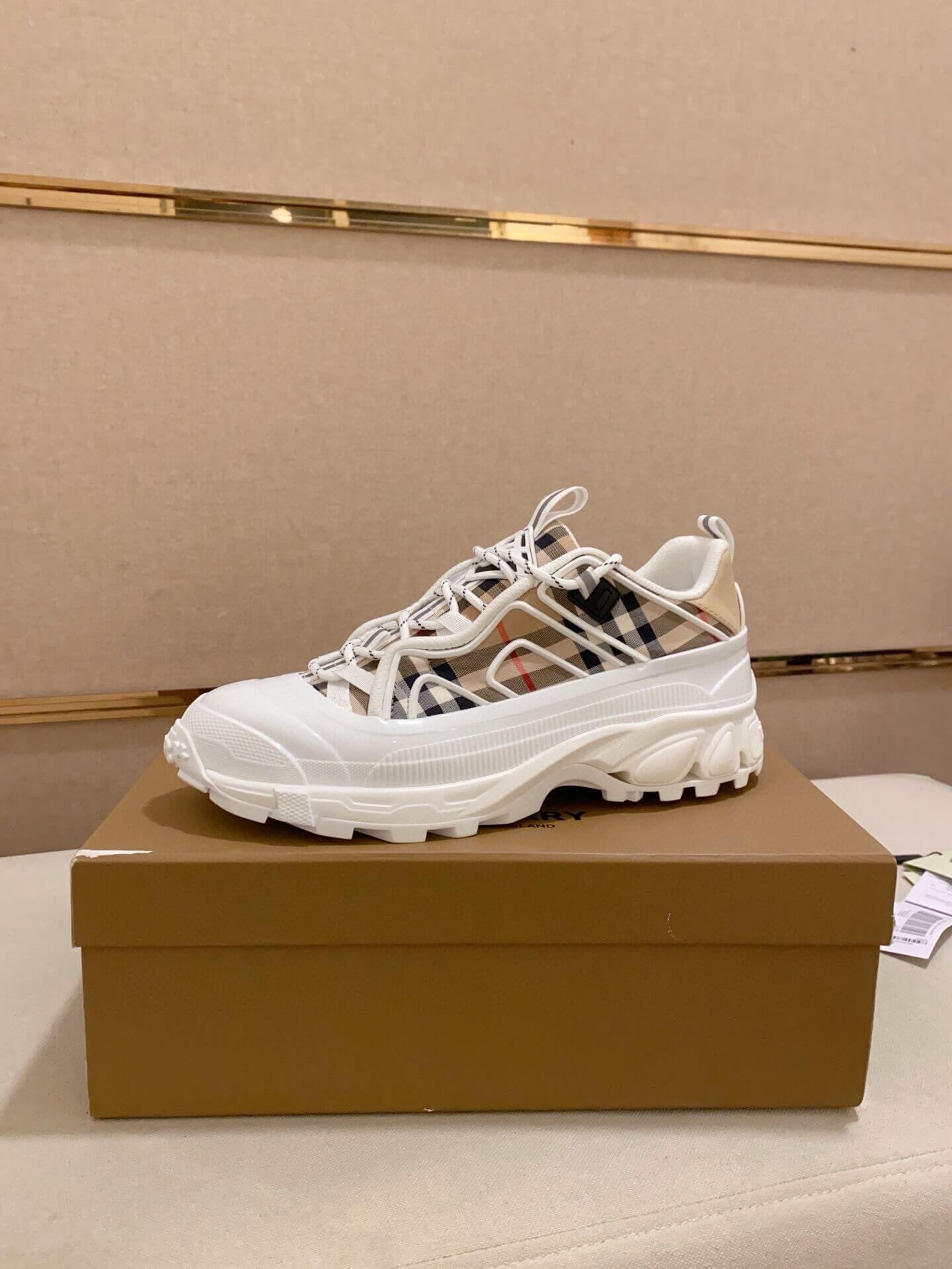 Burberry Arthur Archive Check Sneaker in White 3 Burberry Arthur Archive Check Sneaker in White - Image 3