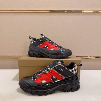 Burberry Archive Check Arthur Sneaker in Black and Red