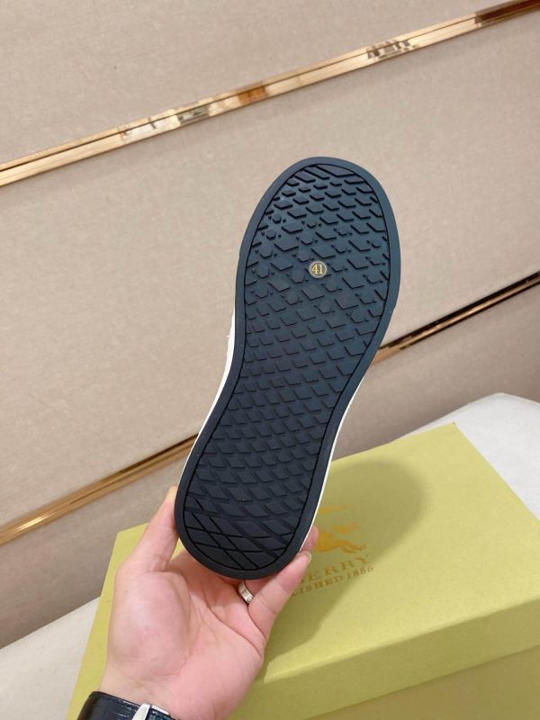 Burberry Grey Monogram Canvas and White Leather Sneakers