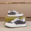 Burberry Grey Monogram Canvas and White Leather Sneakers
