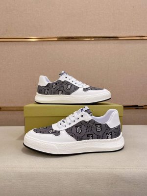 Burberrysneaker_3 Burberry Grey Monogram Canvas and White Leather Sneakers