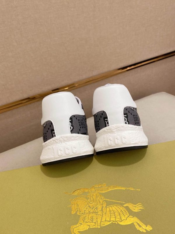 Burberry Grey Monogram Canvas and White Leather Sneakers