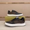 Burberry Brown Monogram Canvas and Black Leather Sneakers