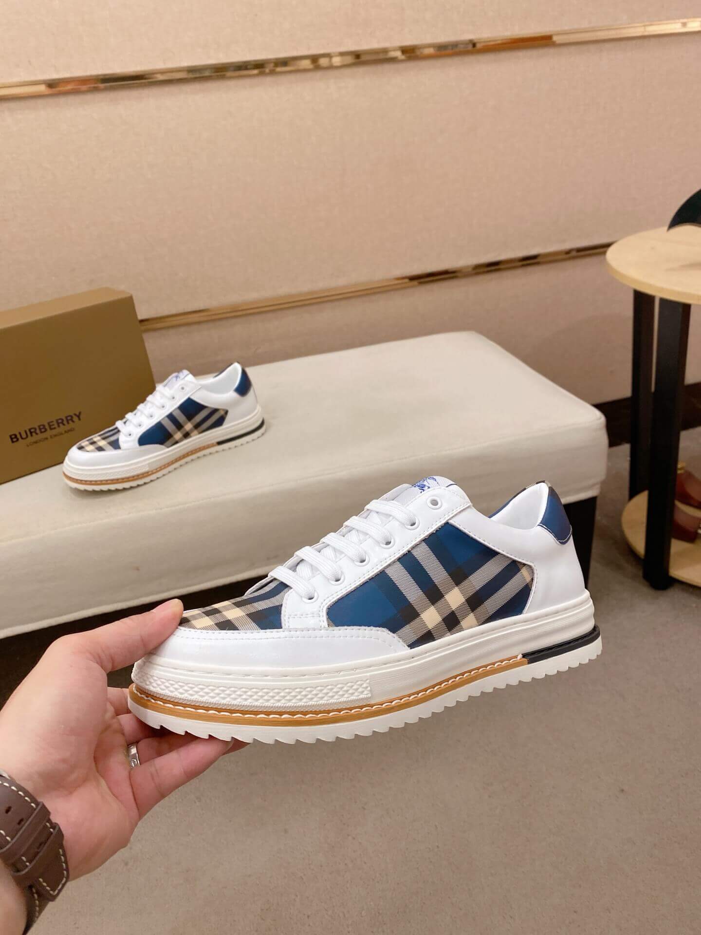 Burberry Check Sneakers in Archive Beige 2 Burberry Check Sneakers in Archive Beige - Image 2