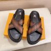 LOUIS VUITTON Men's Brown Leather Crisscross Slides