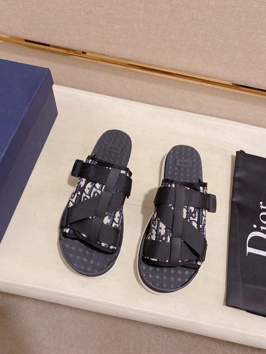 Dior Beige and Black Dior Oblique Jacquard Alpha Sandal 1 Dior Beige and Black Dior Oblique Jacquard Alpha Sandal